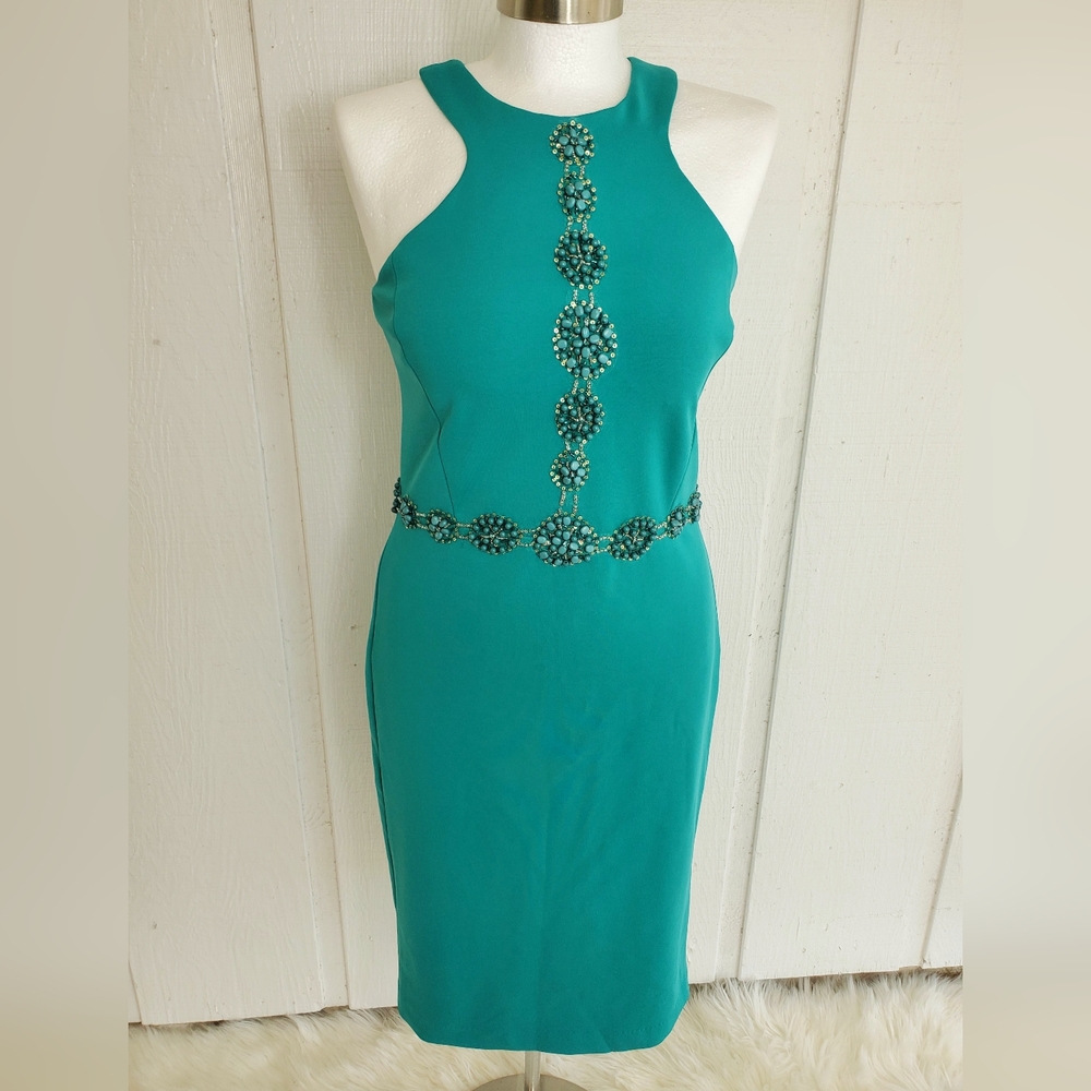 Mignon teal beaded dress